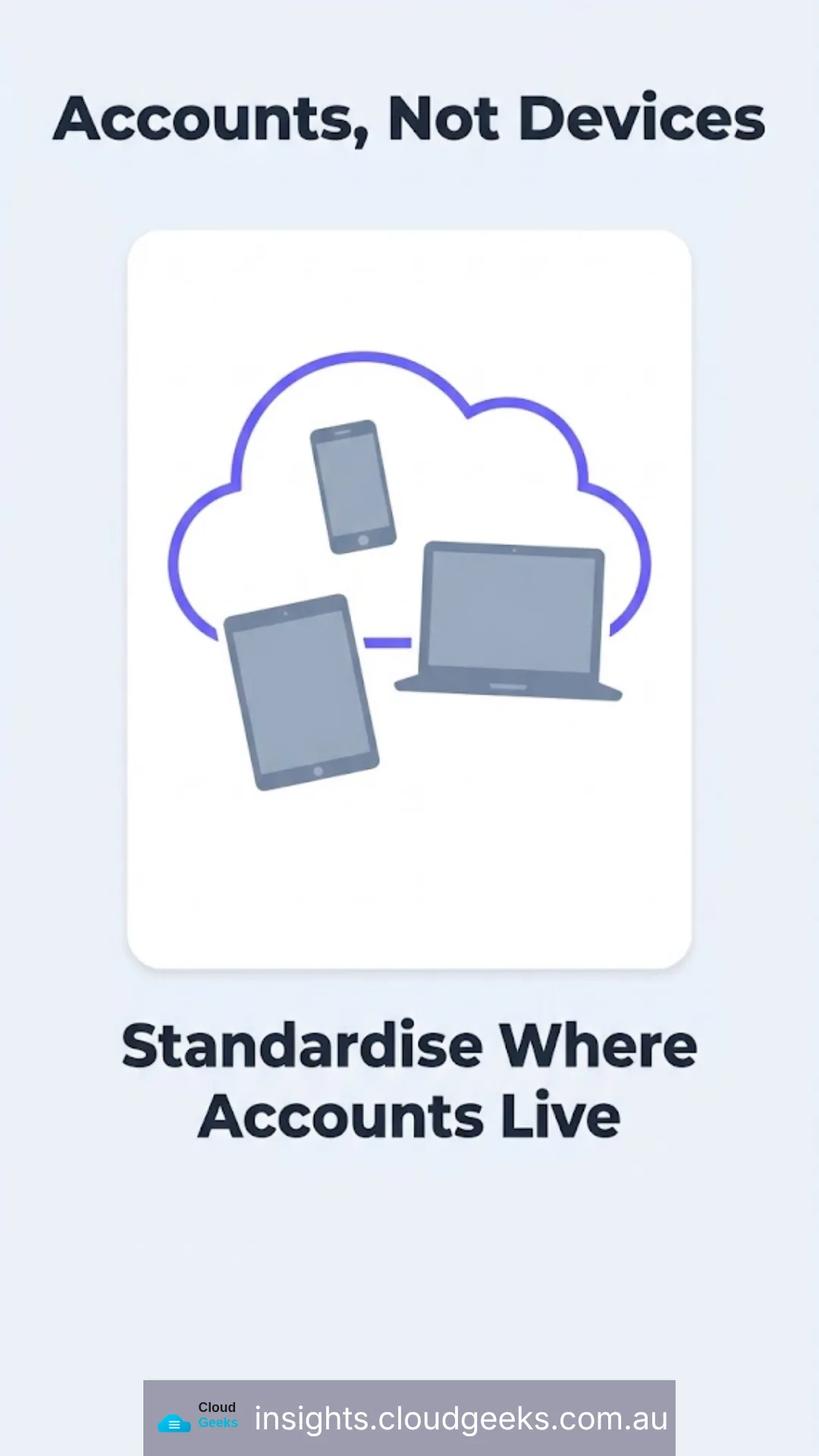 Accounts, not devices: standardise where the business accounts live, whatever phone each person carries.