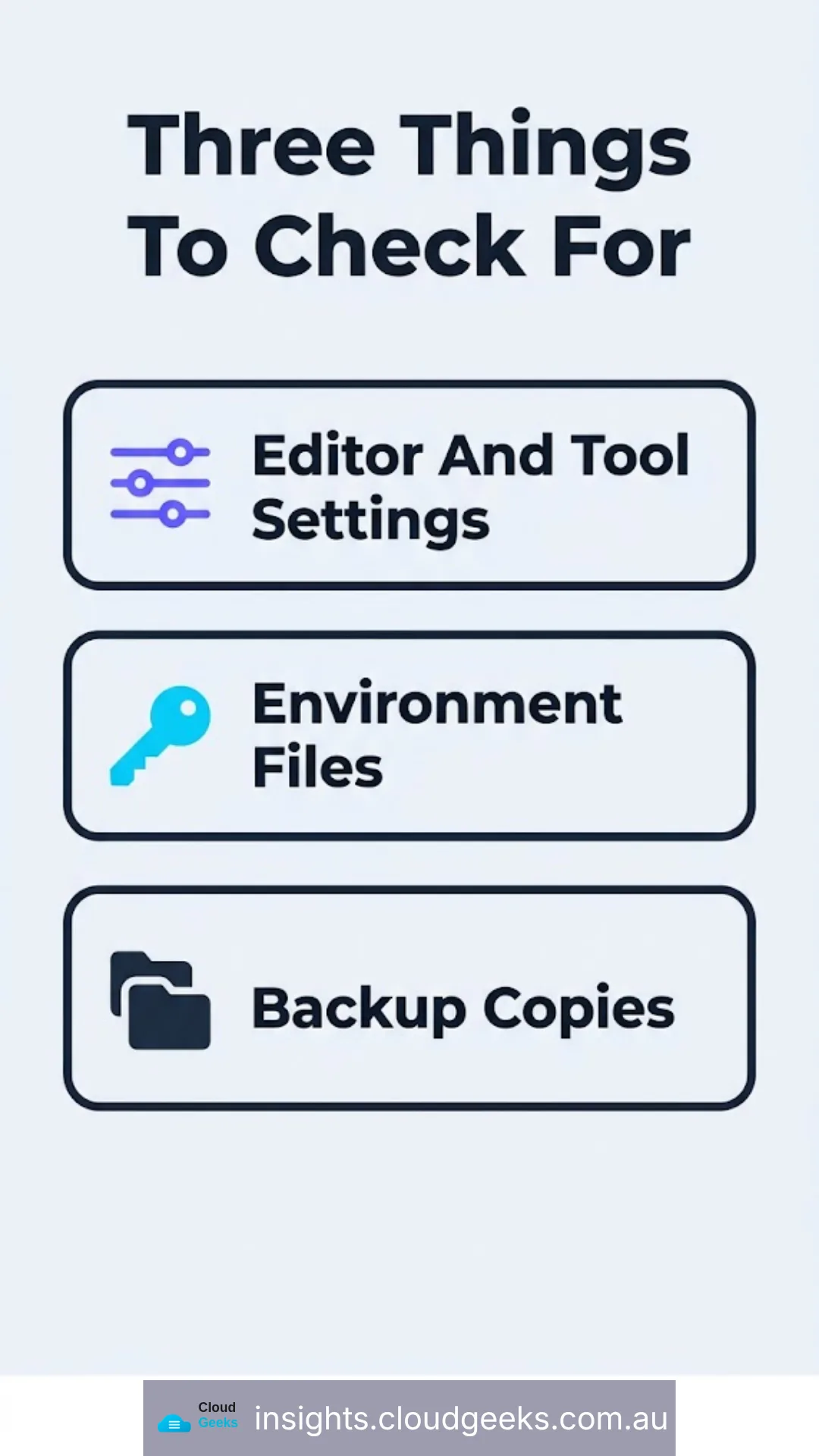 Three things to check for: editor and tool settings, environment files, backup copies