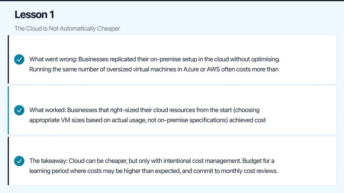 Lesson 1: The Cloud Is Not Automatically Cheaper Infographic